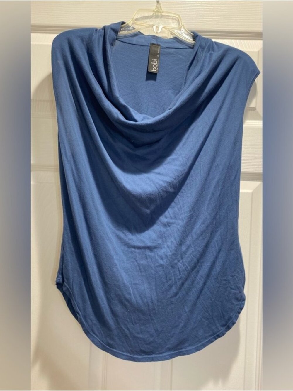 Draped cow neck Neck Navy Women's Top